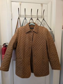 Dana Buchman Genuine Leather Quilted Jacket – Size Medium – Caramel Brown