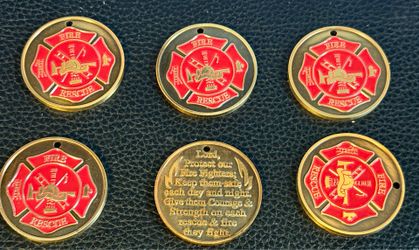 6 Firefighter Prayer Challenge Coins / Fire Rescue Tokens