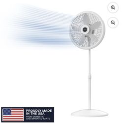 Lasko Cyclone 18" 3-Speed Adjustable Oscillating Pedestal Fan, White
