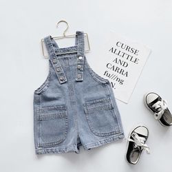 Korean style children's denim suspenders shorts summer casual pants suspenders