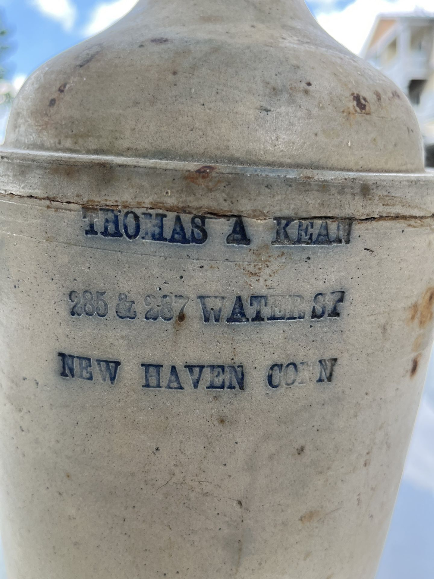 Rare Shape New Haven Stoneware Jug