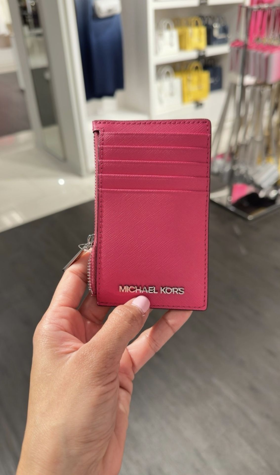 New Michael kors tall card case small wallet Dragon fruit pink