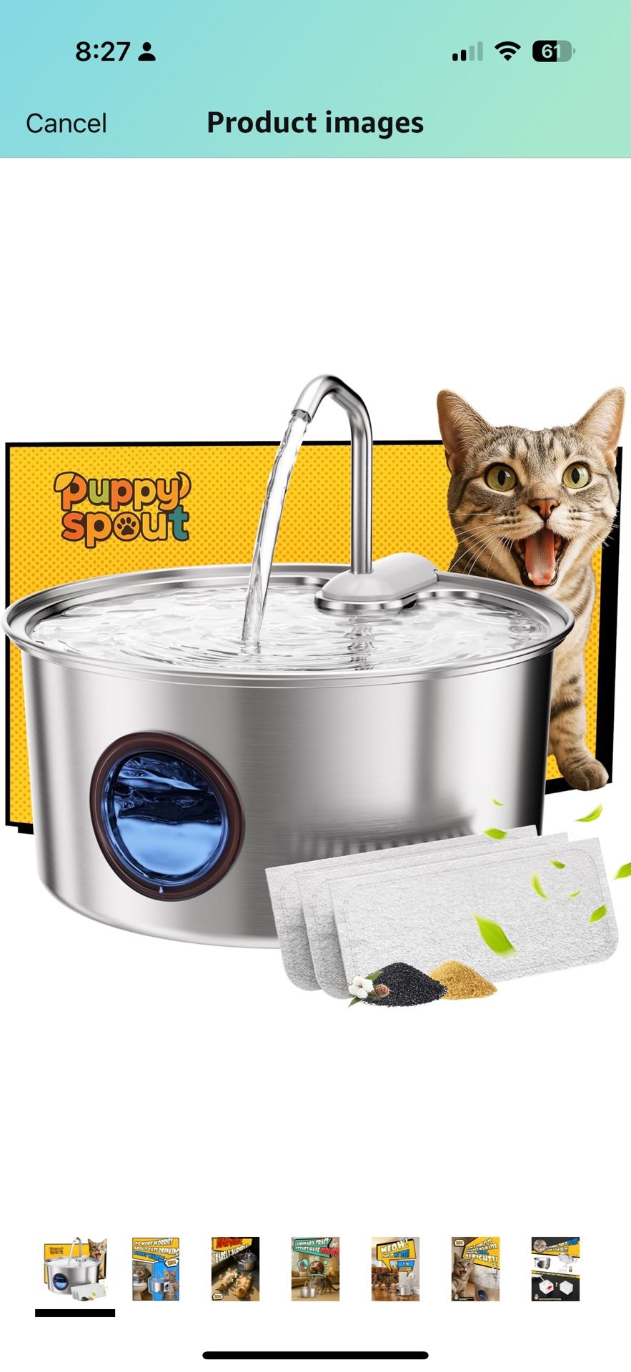 Cat Water Fountain Stainless Steel - 108oz/3.2L Automatic Cat Water Fountain for Drinking with 3PCS Filters, Metal Pet Water Fountain Water Dispenser