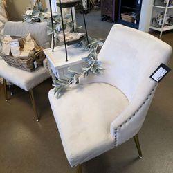 Soft White Velvet Accent Chair