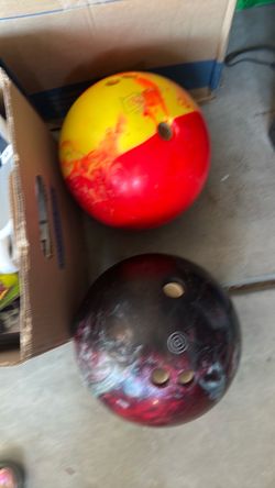 Two Bowling Balls – Red/Yellow and Black/Red