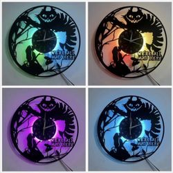 🐛New! Alice Real Vinyl Record Die Cut 17 Color Light Up USB Silent Wall Clock 