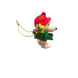 Peanuts Christmas Tree Ornament Snoopy Woodstock Bringing Home the Tree PVC