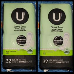 2 Packs Of U by Kotex Clean & Secure Ultra Thin Pads with Wings, Heavy Absorbency, 32 Count For $10/$10 Por Los 2
