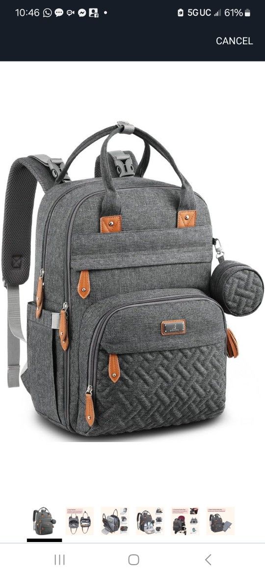 BabbleRoo Diaper Bag Backpack - Multi function Waterproof Diaper Bag, Travel Essentials Baby Tote with Changing Pad, Stroller Straps & Pacifier Case -