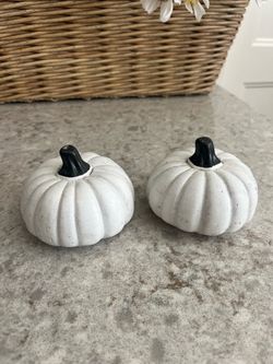 Set of 2 White Decorative Pumpkins $5