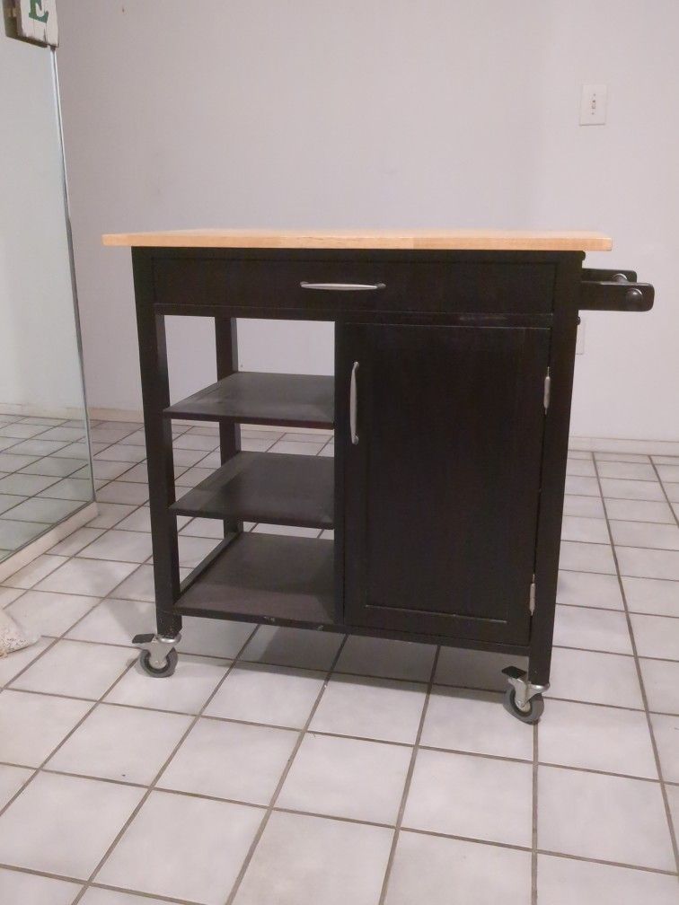 Kitchen Island Expresso Finish Butcher Block Top