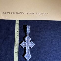 925 Silver Moissanite 3D Cross Pendant