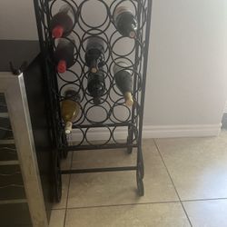 Metal Wine Rack Table with Glass Top