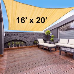 $50 (New) Rectangle 16x20’ xl sun shade sail outdoor canopy top cover 185gsm 95% uv block w/ ropes 