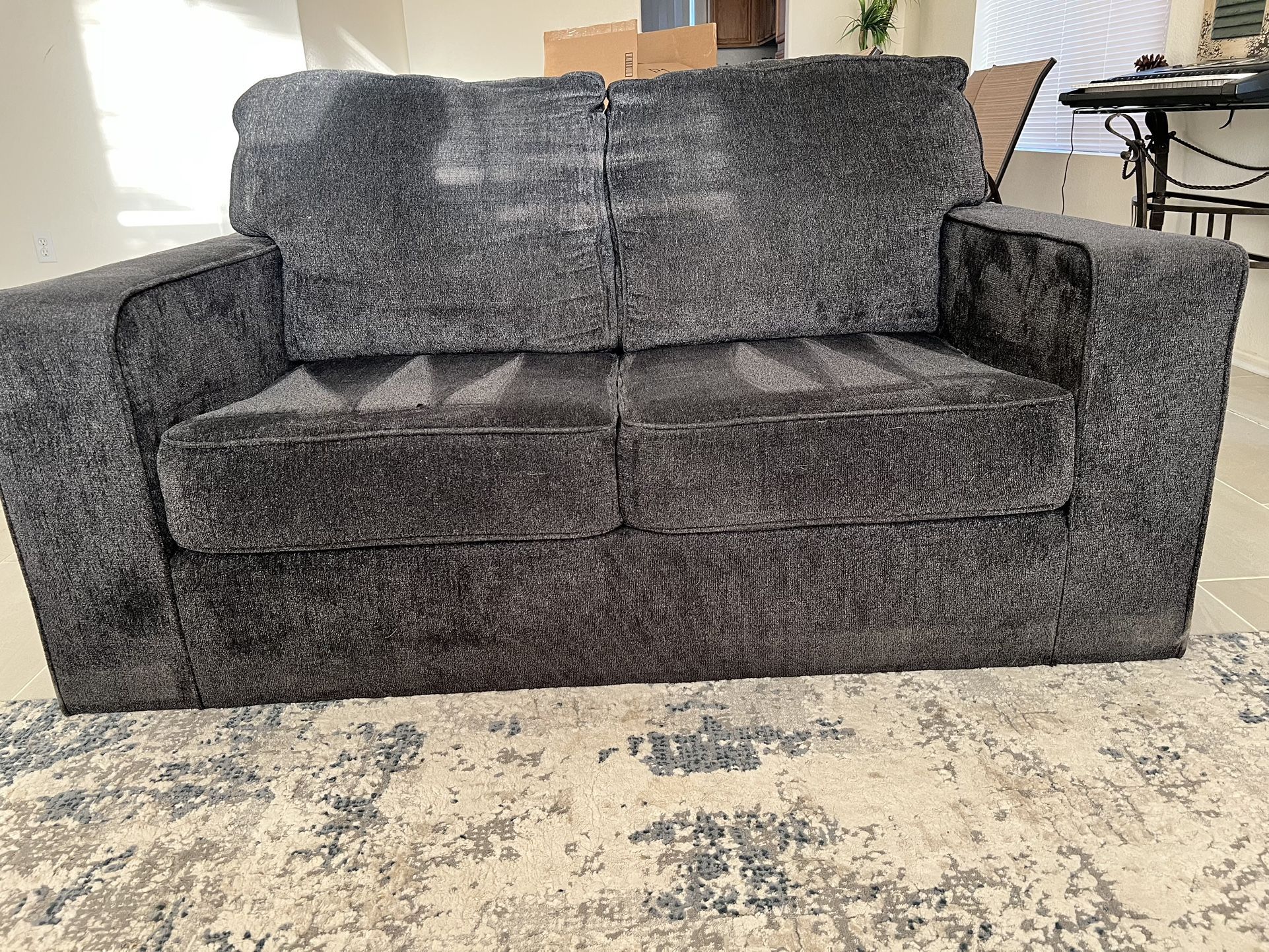 Reid Grey Fabric 2 Piece Sofa and Loveseat Set
