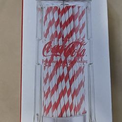 Tablecraft Coca-Cola Glass Straw Dispenser with Metal Lid, Small