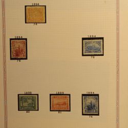 Antique postage stamps.