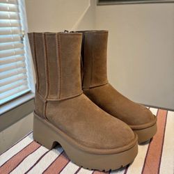 New UGG Platform Suede Boots - Chestnut, Size 6
