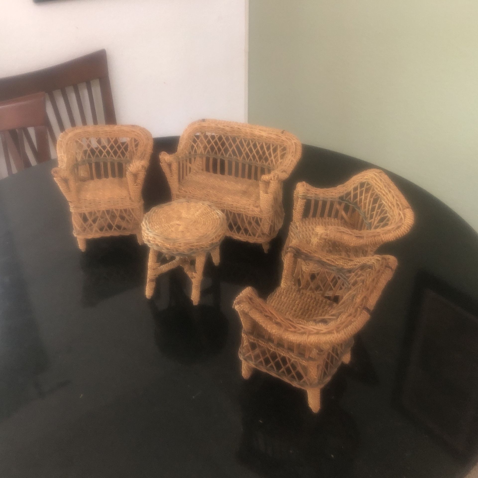 Vintage Wicker Doll Furniture Set 
