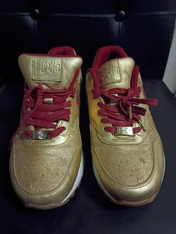 NIKE AIR MAX 1 BHM QS METALLIC GOLD-RED   Size 9