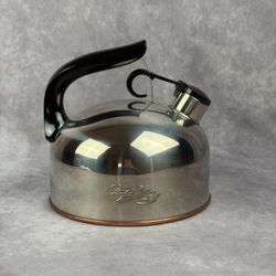 VTG Revere Ware 2 Qt Whistling Tea Kettle Copper Bottom Korea I 94-C Tested
