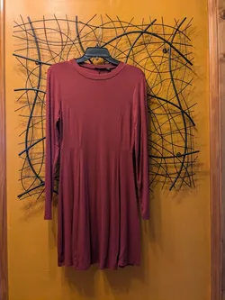 Rust Terracotta Long Sleeve A-Line Skater Mini Dress - Size S
