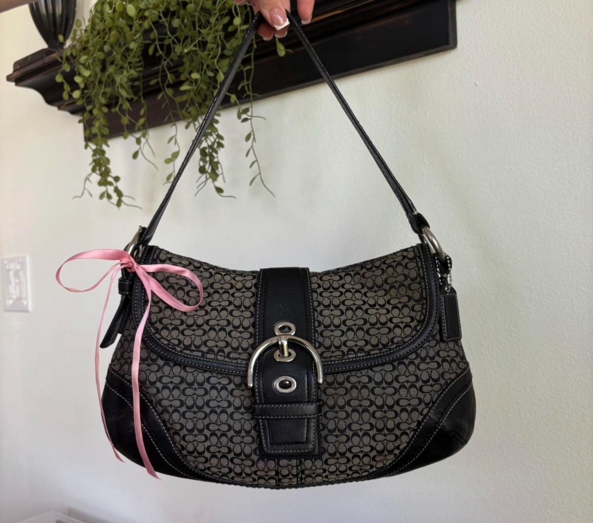 vintage Gray, And Black Coach Hobo Shoulder Back