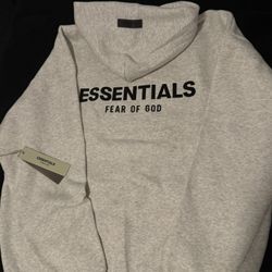 Essentials Hoodie Light Oatmeal Medium Mens
