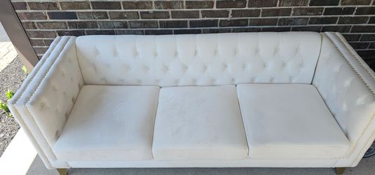 White Velvet Sofa