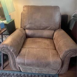 recliner brown suede 