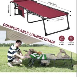 New in box KingCamp set of 2 Lounge Chair Outdoor, Folding Portable Tanning Chairs Comfy Adjustable 5-Position Lay Flat Foldable Chaise Chaser Lounger