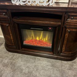 Solid Wood Mahogany Wood Entertainment, fireplace And Couches 