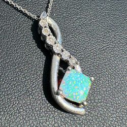 Jewelry .925 sterling silver infinity x natural diamonds opal 0.71CTW pendant charm