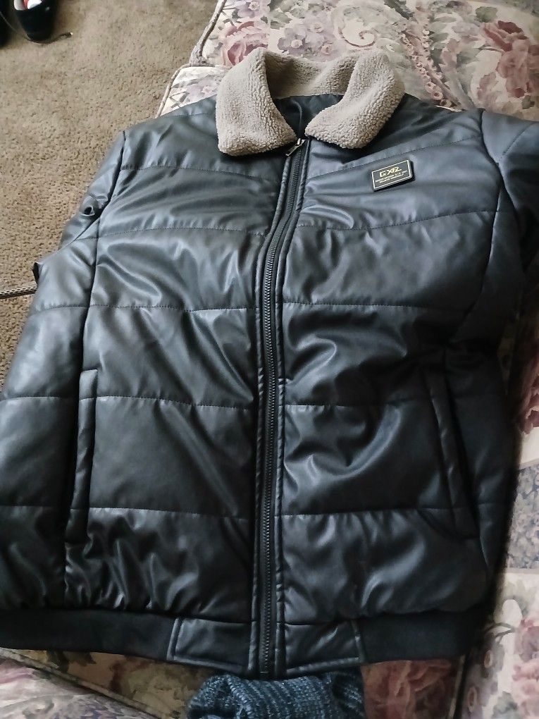 Faux Leather Bomber Jacket And One Condition Extra Large