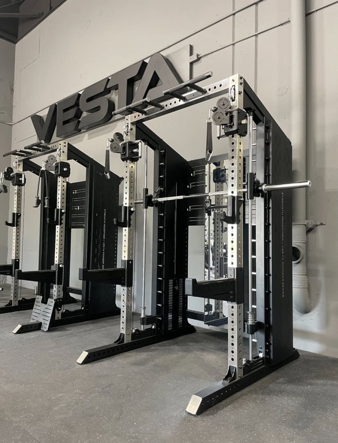 3IN1 Half Rack Smith Machine with Cable Pulley System and 200 lb Weight Stacks $4,800+tax