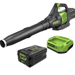 Greenworks 60V 450 CFM Cordless Leaf Blower, 2.0 Ah Battery and Rapid Charger