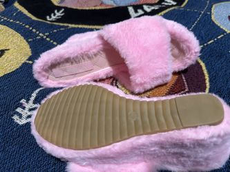 Pink Fuzzy Sandal Heels