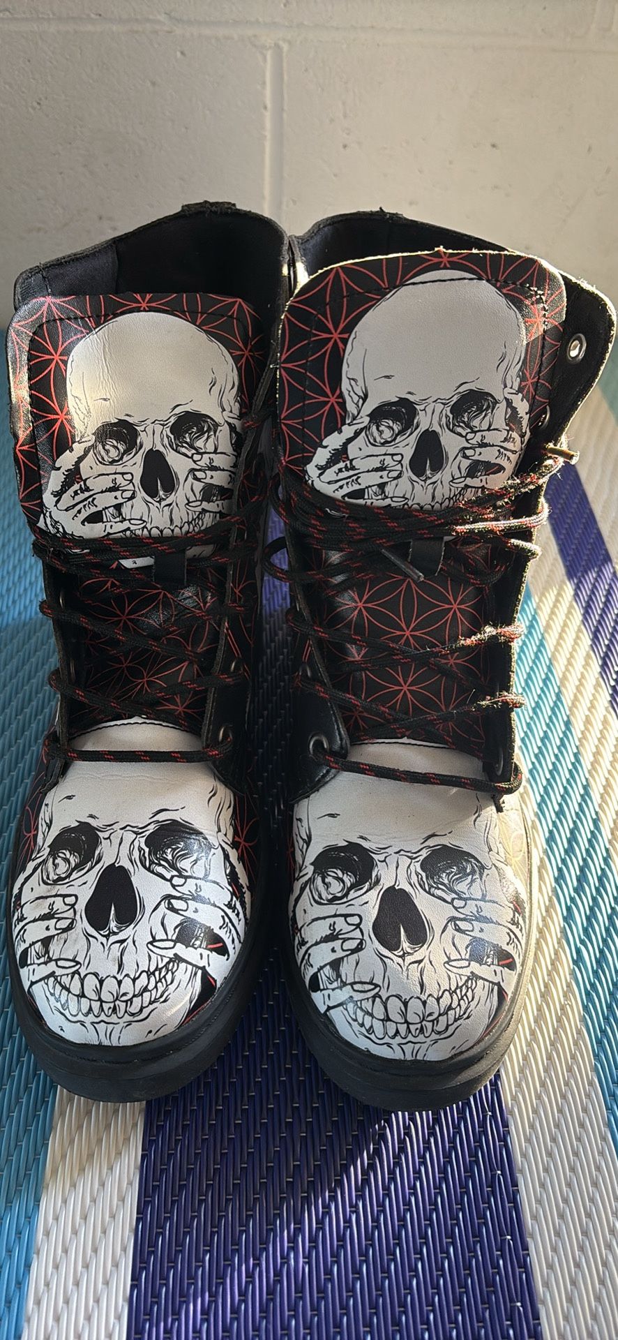 SKULL BLACK COMBAT STYLE BOOTS
