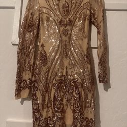 Short Gold Elegant Dress