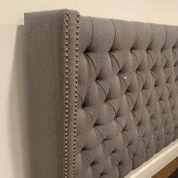 Eastern King Bed Gray Linen New!!