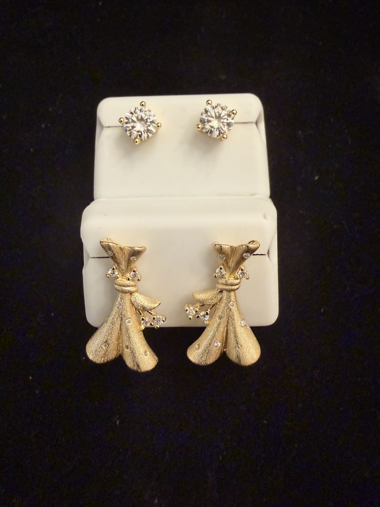 Two Pairs of Moissanite Earrings Set