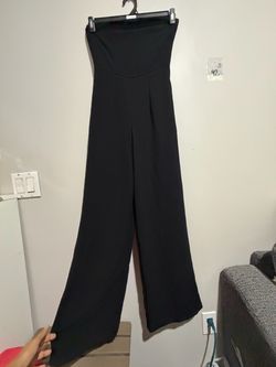 Black Strapless Wide-Leg Jumpsuit