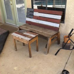 Wooden Bench And Table 