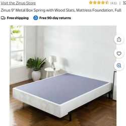 Zinus 9" Metal Box Spring with Wood Slats, Mattress Foundation,  FULL