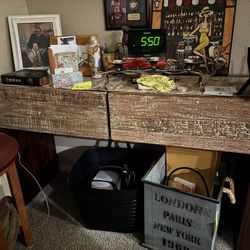 Shelf With 2 Drawers Solid Wood