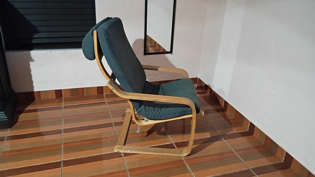 Rocking chair, birch veneer/Hillared dark blue