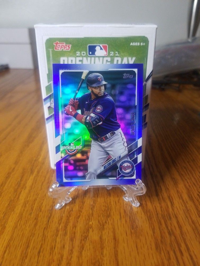 2021 Topps Opening Day Nelson Cruz Blue Foil