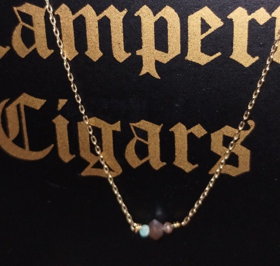 VINTAGE GOLD FILLED PETITE STONE NECKLACE