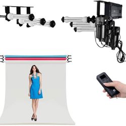 Remote control 3-roller backdrop with 10x15 ft texture fabric backdrop