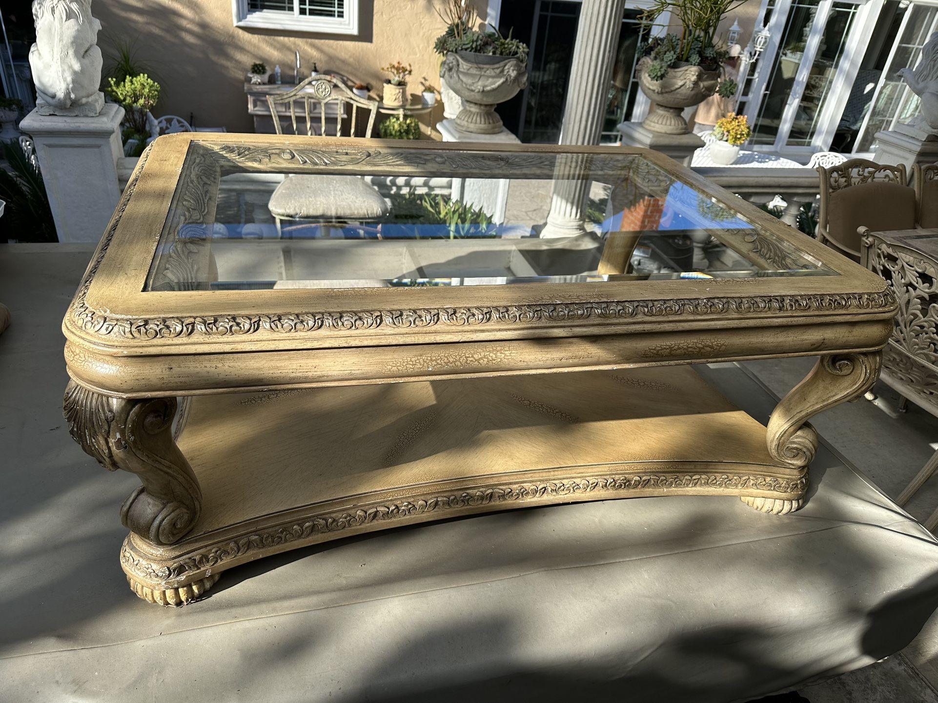 Glass Wood Coffee Table